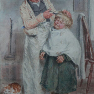 young boy getting a haircut