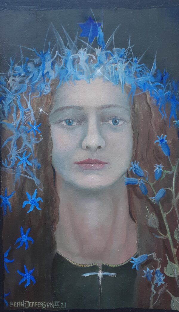 woman with blue crown